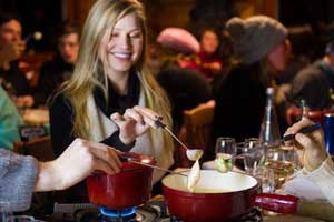 crystal hut fondue by snowcat